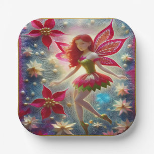 Christmas Fairy Collection - Red Hair Paper Plate