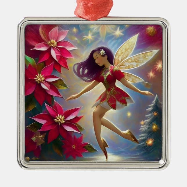 Christmas Fairy Collection - Straight Plum Hair Metal Tree Decoration (Front)