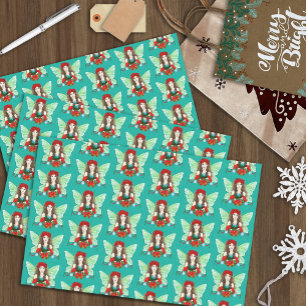 Christmas Fairy Fantasy Holly Bells Poinsettias Tissue Paper