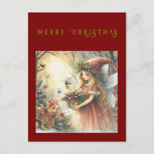 Christmas Fairy in the forest Holiday Postcard