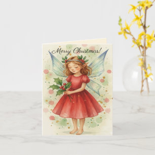 Christmas Fairy Watercolor Art Greetings Card