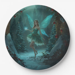 Christmas Fairy with a Spark of Magic Holiday Paper Plate