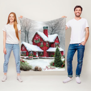 Christmas Fairytale Landscape Fleece Blanket
