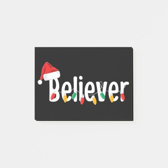 Christmas Faith Believer | Santa Claus Xmas Lights Post-it Notes (Front)