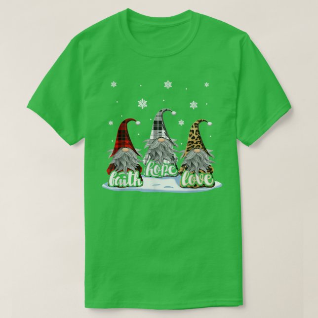 Christmas Faith Love Hope Gnome Snow Funny Xmas Cu T-Shirt (Design Front)