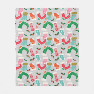christmas falalala grey -Stockings Fleece Blanket