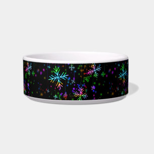 Christmas falling various neon colours snowflakes  bowl