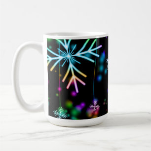 Christmas falling various neon colours snowflakes  coffee mug