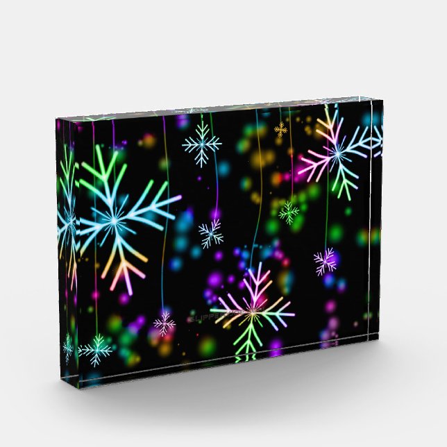Christmas falling various neon colours snowflakes  photo block (Left)