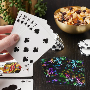 Christmas falling various neon colours snowflakes  playing cards