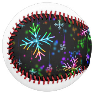 Christmas falling various neon colours snowflakes softball