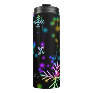 Christmas falling various neon colours snowflakes  thermal tumbler