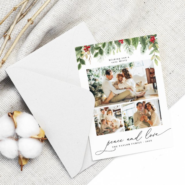 Christmas family 3collage Photo Frame Holiday Card (Creator Uploaded)