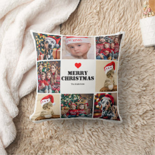 Christmas Family 8 Photo Collage Cushion