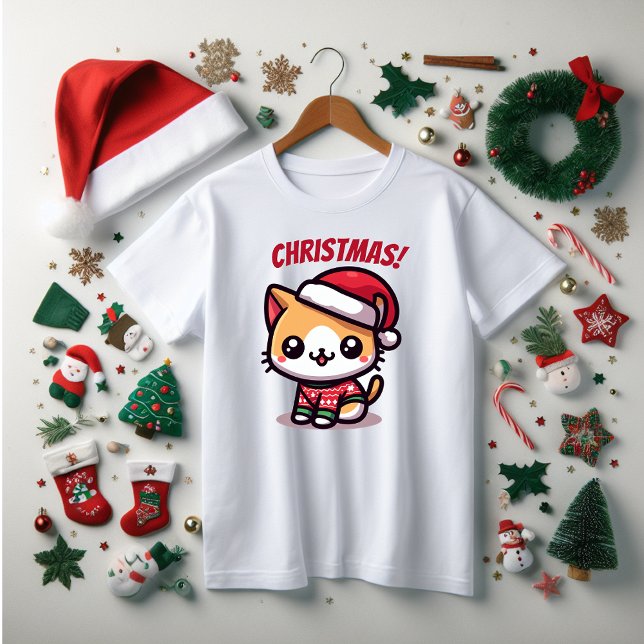 Christmas, Family and Fun  kitty T-Shirt (Cute family Christmas tee shirt. Personalize any of the words to suit your family.)