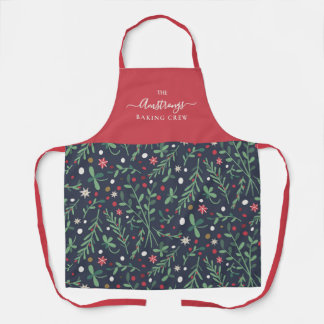 Christmas family apron | Hand drawn green branches