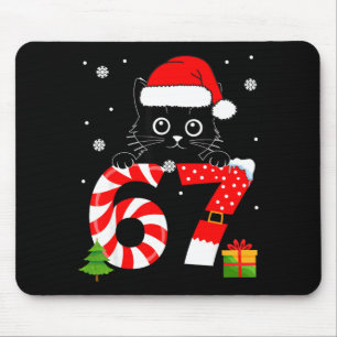 Christmas Family Black Cat 67 Six Seven Santa Men  Mouse Pad