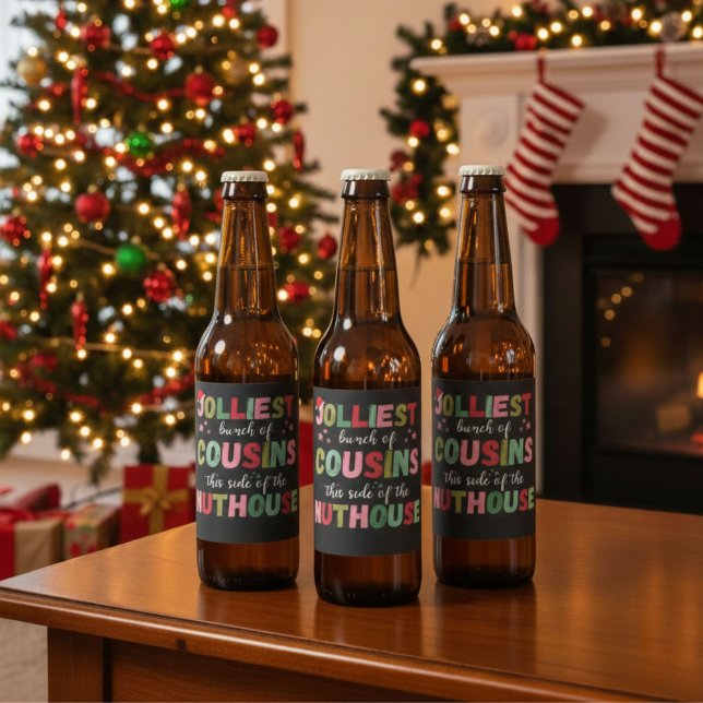Christmas Family Cousin Reunion Matching  Beer Bottle Label (Creator Uploaded)