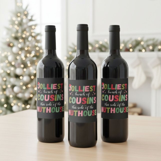 Christmas Family Cousin Reunion Matching  Wine Label (Creator Uploaded)
