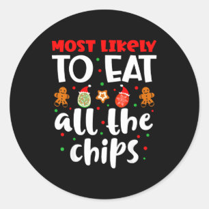Christmas Family Cute Funny Most Likely To Eat All Classic Round Sticker