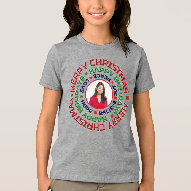Christmas Family Dad Mum Photo Holidays Custom Tri-Blend Shirt (Front)