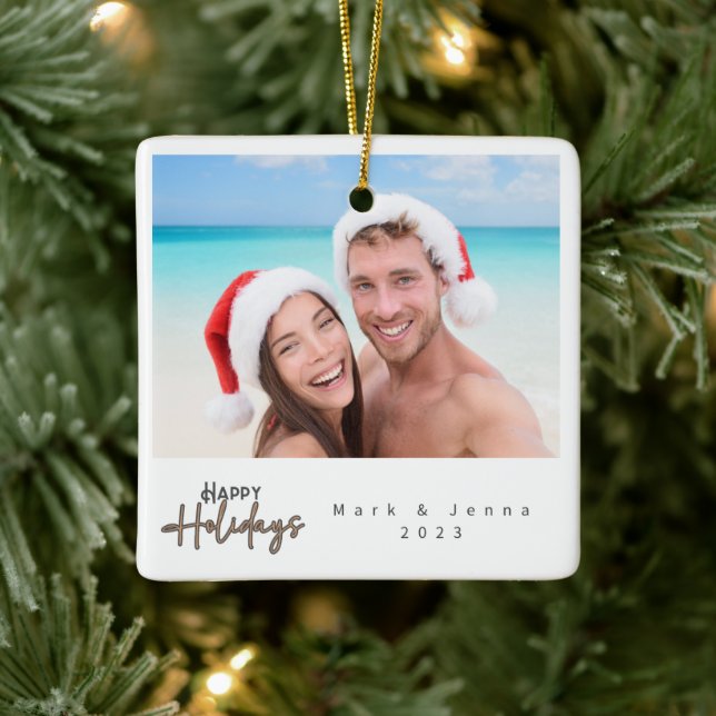 Christmas family friends simple modern tree ceramic ornament (Tree)