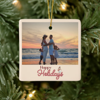 Christmas family friends watercolor tree holiday ceramic ornament