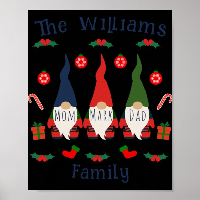 Christmas Family Gnomes Cute And Funny T Shirt  Poster (Front)