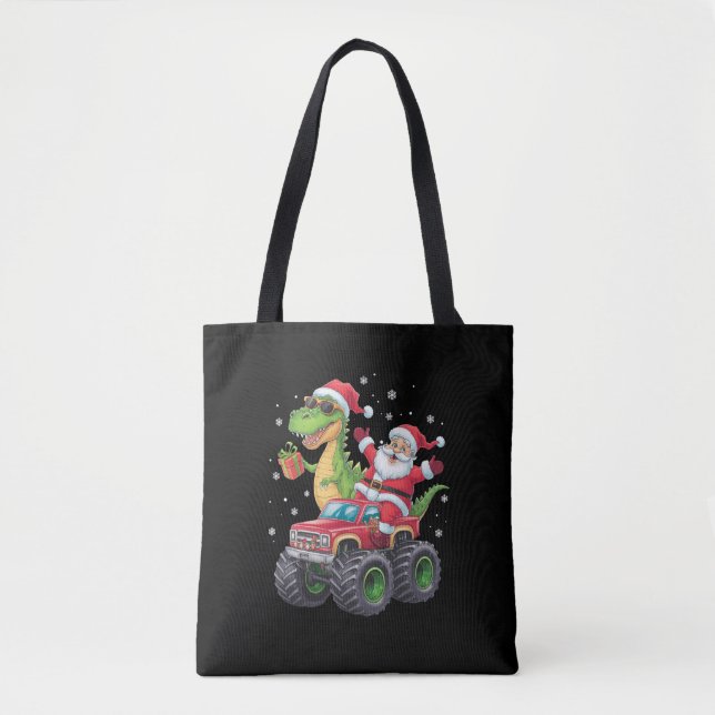 Christmas Family Matching Santa Truck Dinosaur  Tote Bag (Front)