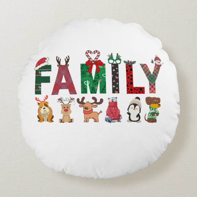 Christmas Family Matching Shirts | holiday family  Round Cushion (Front)