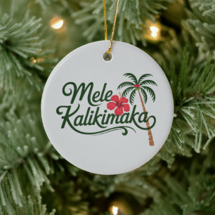Christmas Family Mele Kalikimaka Hawaii Beach Ceramic Tree Decoration