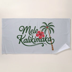 Christmas Family Mele Kalikimaka Hawaii Beach Towel