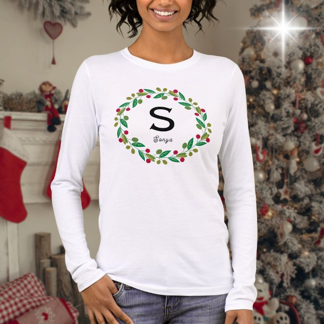 Christmas Family Monogram initial long sleeve Tri-Blend Shirt (Creator Uploaded)