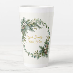 Christmas Family Name Mug with Pine and Berries