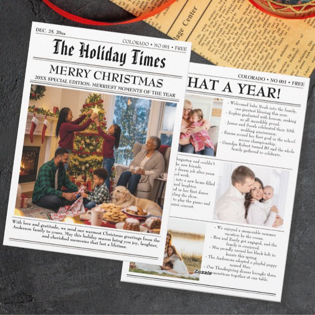 Christmas Family Newsletter Photo Year in Review Holiday Card (Creator Uploaded)