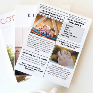 Christmas Family Newspaper + Year In Review Photo Invitation