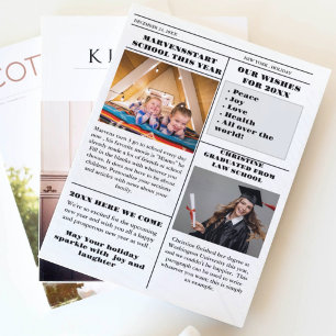 Christmas Family Newspaper + Year In Review Photo Invitation