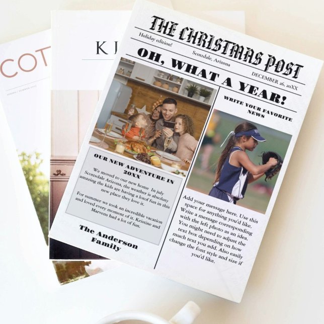 Christmas Family Newspaper + Year In Review Photo  Invitation (Creator Uploaded)