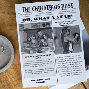 Christmas Family Newspaper + Year In Review Photo  Invitation