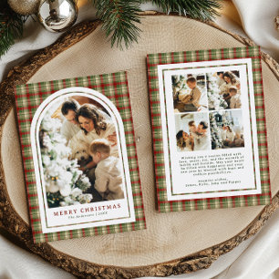 Christmas Family Photo Arch Tartan Plaid Holiday Card