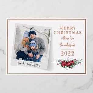 Christmas Family Photo Botanical Rose Gold
