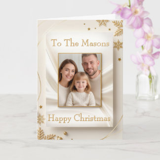 Christmas Family Photo Card - Golden Picture Frame