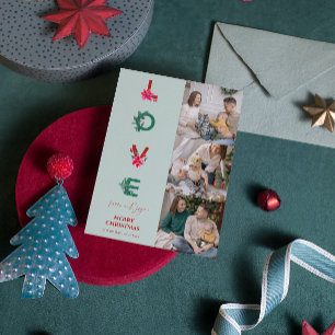 Christmas Family Photo Collage Love Peace Joy Holiday Card