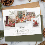 Christmas Family Photo Collage Script Modern Holiday Card<br><div class="desc">Featuring a 4 photo collage and a modern Merry christmas script typography you can easily change to add your family name and photos. An elegant design to send to friends and family this Holiday season.</div>
