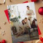 Christmas Family Photo Elegant Gold<br><div class="desc">Cherish your family's precious moments this Christmas holiday season with our custom photo Christmas card. This unique greeting card showcases a favourite family photograph. Personalise it your most treasured snapshot, from candid moment to posed portrait. Add a personalised message to make your seasonal greetings even more special. This one-of-a-kind card...</div>