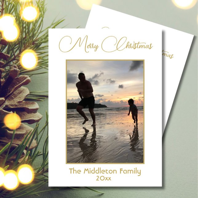 Christmas Family Photo Elegant Gold Merry  Holiday Card (Creator Uploaded)