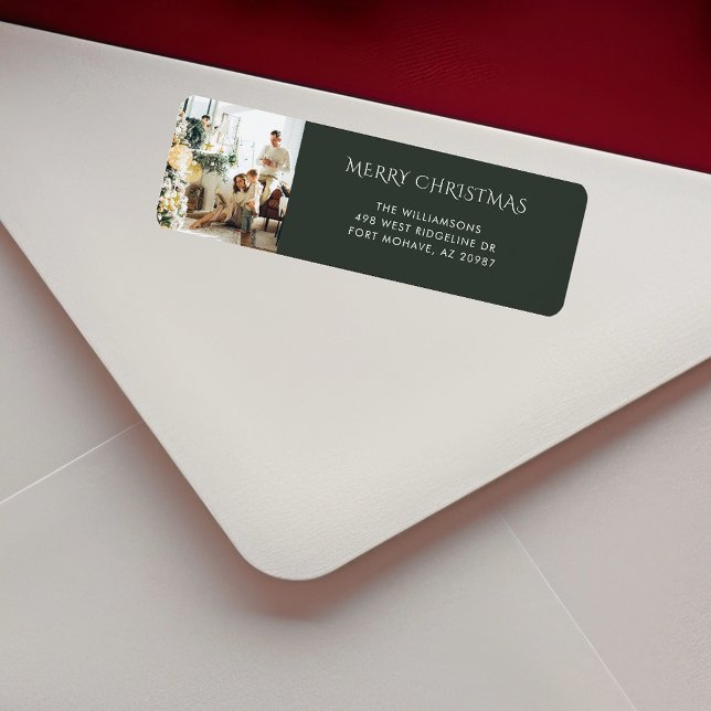 Christmas Family Photo Elegant Return Address (Family Photo Modern Christmas Return Address Label)