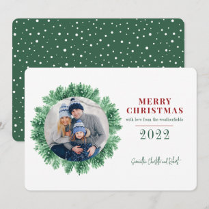 Christmas Family Photo Holidays Greenery Holiday Card