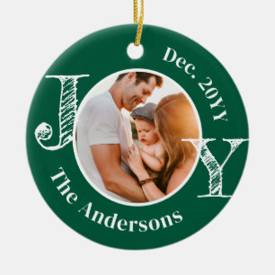 Christmas Family Photo Joy Modern Minimalist Ceramic Tree Decoration