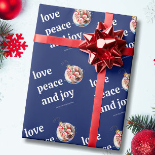 Christmas Family Photo Love Peace Joy Holiday Wrapping Paper